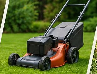 Corte de césped con máquina en un parque